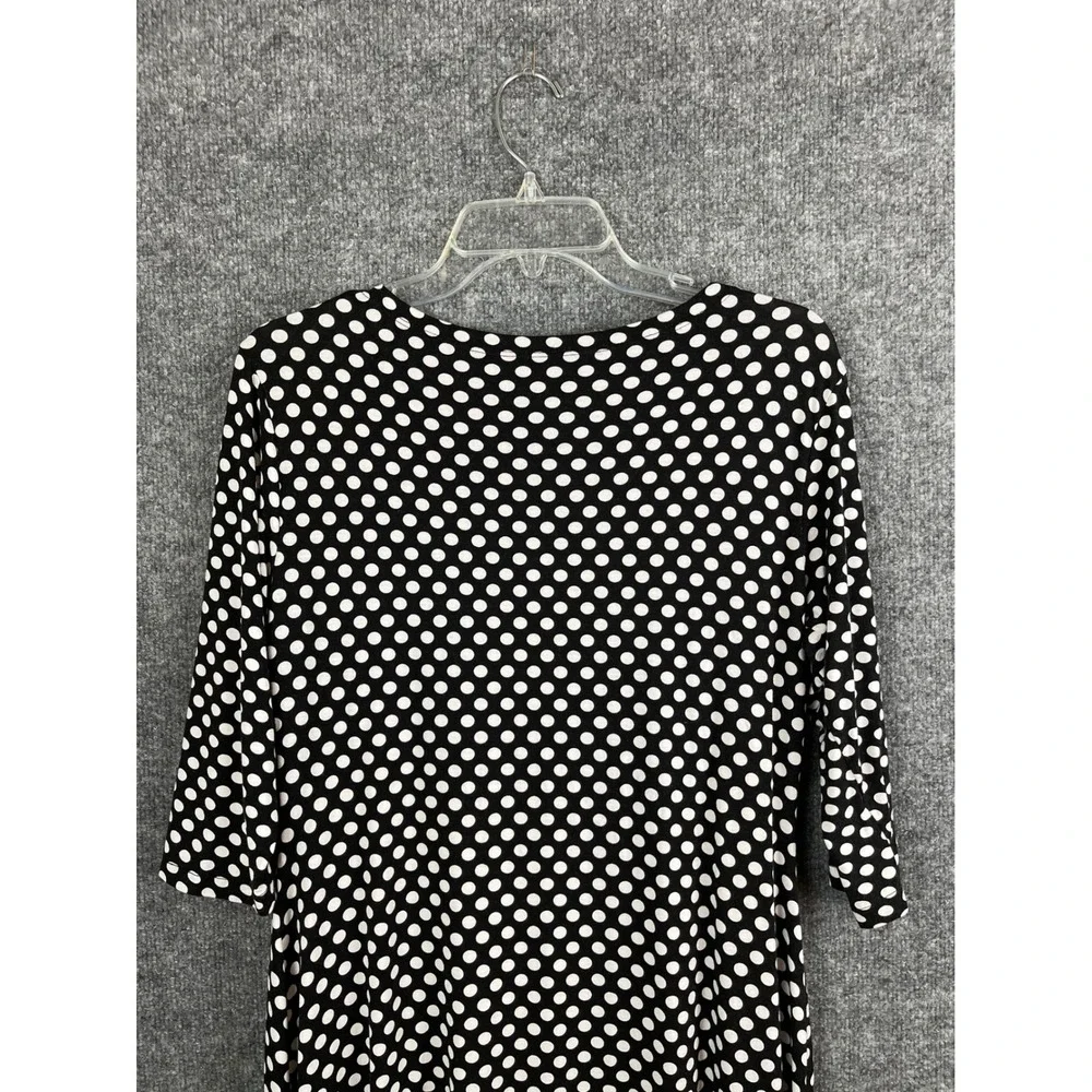 Polka Dot Wrap Dress Women 3XL Black‎ White Excellent 3/4 Sleeve V-Neck
